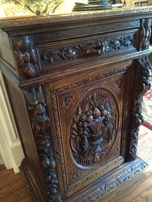 Exceptional and laborately carved antique server/cabinet