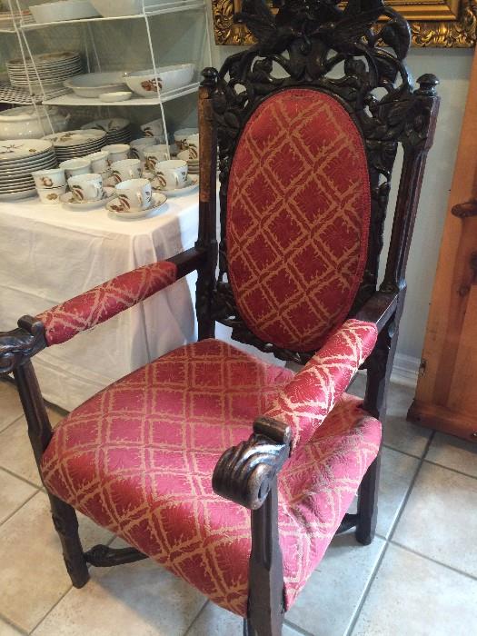 Ornate antique chair (as is)- needs repair