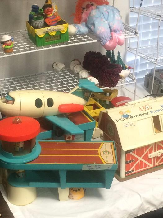 Vintage Fisher-Price airport and barn