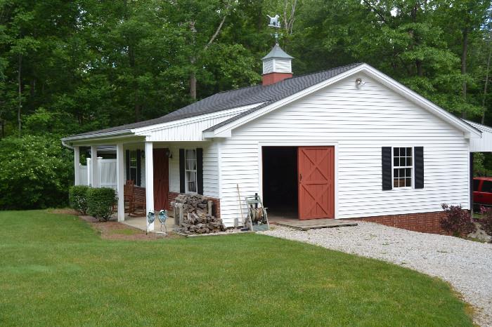 Workshop barn features lawn and garden equipment, power tools, fencing supplies, and much more.