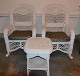 Outdoor Wicker Rockers and Table