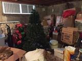 Storage room full of Christmas decoartions including dozens of Annalee