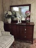 Traditional mahogany dresser and mirror
