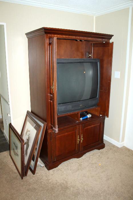 TV cabinet, TV, artwork