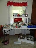 Miscellaneous kitchen items including crock pots - various sizes, bread box, electric skillet, casserole dish & cover - lots more!