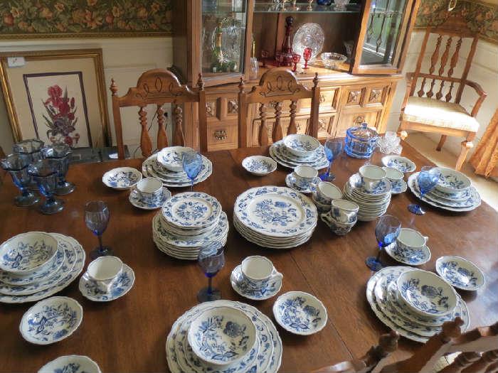 7 pc, 12 place setting Blue Danube, Onion pattern china. In mint condition. We have several serving pieces also.  This set is available for presale for 900.00.