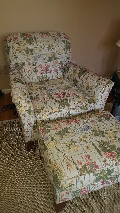 Floral chair with ottoman   $150