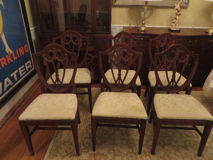 6 Mahogany Shield Back Chairs - Hickory NC