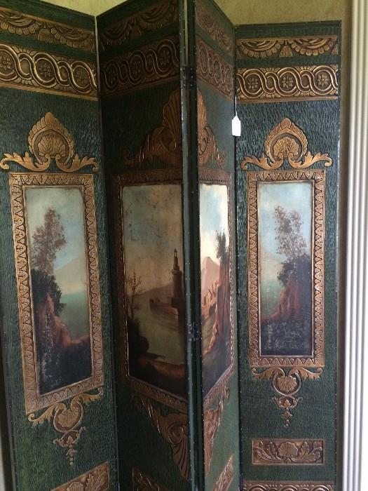 Excusite hand painted Italian 4-paneled screen