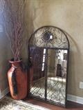 Large decorative urn and mirror