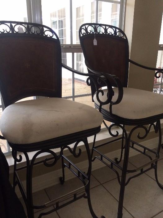 Two of four matching bar stools (seats need to be recovered)