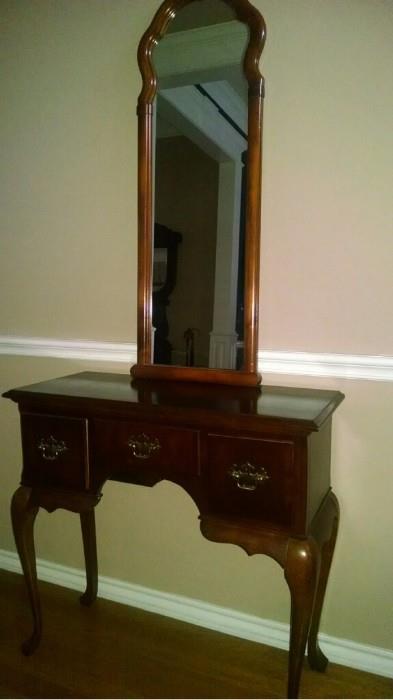 Small Queen Anne server/vanity; tall, narrow mirror