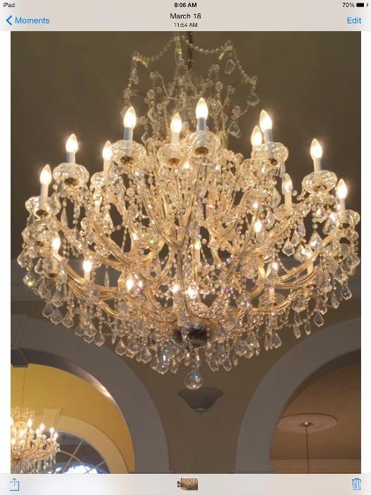 One 26-light gold Maria Theresa (Italy) chandelier - approx. 41" x 41" with clear Swarovski spectra crystals