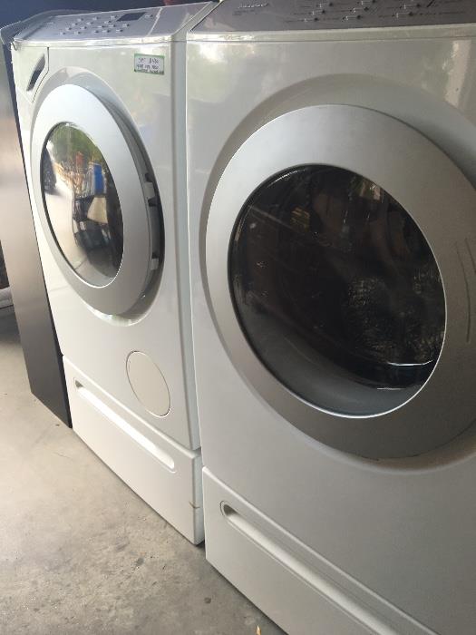 Front load washer and dryer Miele.  Washer needs repair.  Leaks in pan after our move.  High end 4 years old.  Fantastic dryer.