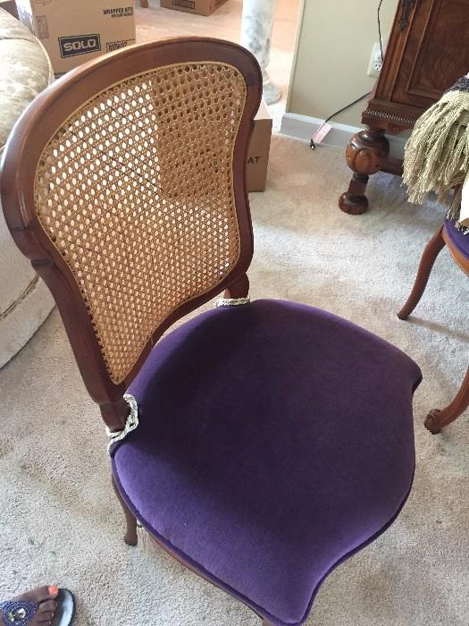 PURPLE REUPHOLSTERED CHAIR