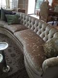 HALF MOON TUFTED SOFA WITH EXCEPTIONALY EXPENSIVE FABRIC-NEWLY REUHOLSTERED