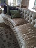 HALF MOON TUFTED SOFA WITH EXCEPTIONALY EXPENSIVE FABRIC-NEWLY REUHOLSTERED