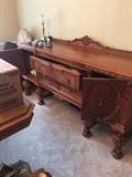 ANTIQUE MAHOGANY LONG BUFFET-FULLY RESTORED WITH ORIGINAL HARDWARE