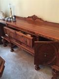 ANTIQUE MAHOGANY LONG BUFFET-FULLY RESTORED WITH ORIGINAL HARDWARE