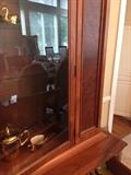 ANTIQUE MAHOGANY CHINA CABINET-FULLY RESTORED WITH ORIGINAL HARDWARE
