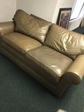 TAUPE LEATHER ETHAN ALLEN LOVESEAT