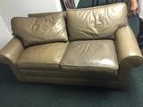TAUPE LEATHER ETHAN ALLEN LOVESEAT
