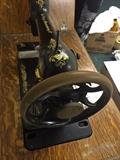 ANTIQUE SINGER TABLE SEWING MACHINE WITH CASE IRON LEGS