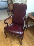 BURGUNDY LEATHER STUDDED CAPTAIN CHAIR
