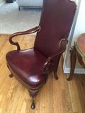 BURGUNDY LEATHER STUDDED CAPTAIN CHAIR