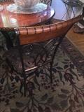 ROUND WOOD AND METAL CLAW FEET DINING ROOM TABLE WITH 4 CHAIRS