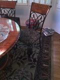 ROUND WOOD AND METAL CLAW FEET DINING ROOM TABLE WITH 4 CHAIRS