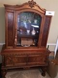 ANTIQUE MAHOGANY CHINA CABINET-FULLY RESTORED WITH ORIGINAL HARDWARE