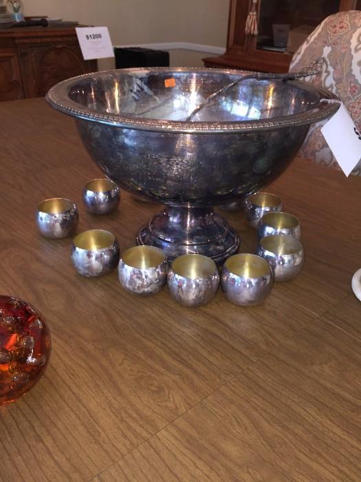 ROGERS SILVER PLATED PUNCH BOWL SET
