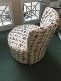 ASIAN WHITE AND BLACK SWIVEL CHAIR