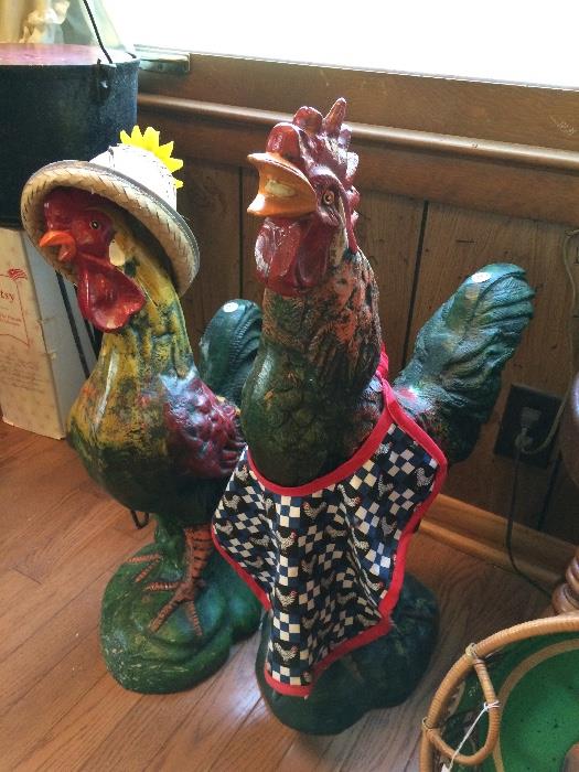 cast iron roosters 2 ft. tall