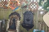 "El Camino Real"                                                         hanging wall fountain, assortment of wreaths                 ( wreaths & fountain sold)