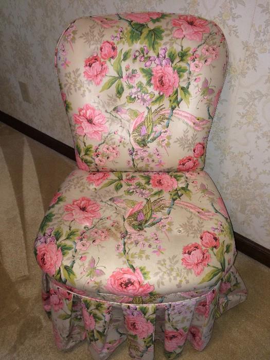 Darling vanity chair, skirted upholstery