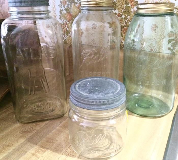 Many sizes and ages of canning jars are here