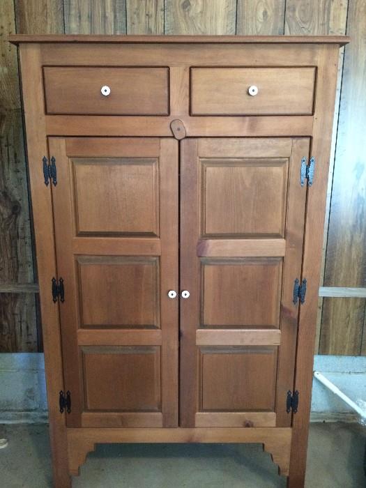Darling country cabinet with drawers and interior shelving, perfect condition, use as is or paint in your favorite hue