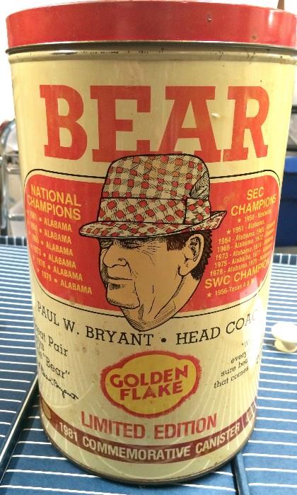 1981 Bear Bryant Golden Flake tin, good condition