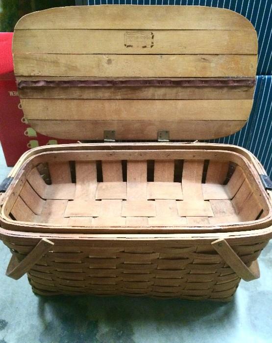 Antique picnic basket with removable inset