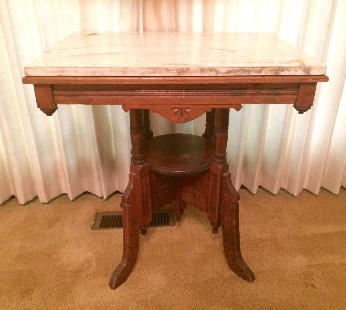 Marble-top antique console table 