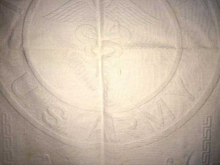 US Army Medical Dept. heavy linen tablecloth, amazing