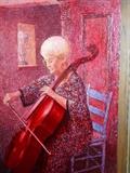 81 Phyllis with Cello acrylic on hardboard 