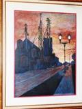 102 Grain Elevator at Dusk pastel 