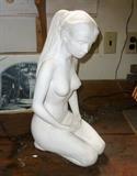 143 Kneeling nude plaster statue 