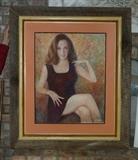 193 Girl in black dress pastel 