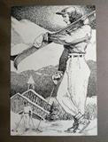 259 Skiers pen and ink 