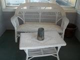 Wicker Love Seat & Coffee Table