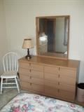 Mid Century Blonde 8-Drawer Dresser w/ Mirror